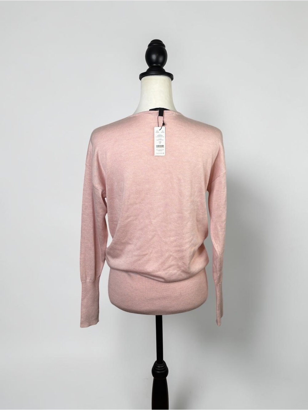 NWT WHBM Heather Rose Pink Ball Chain V-Neck Tunic Sweater S *Subtle Flaw - Picture 2 of 10